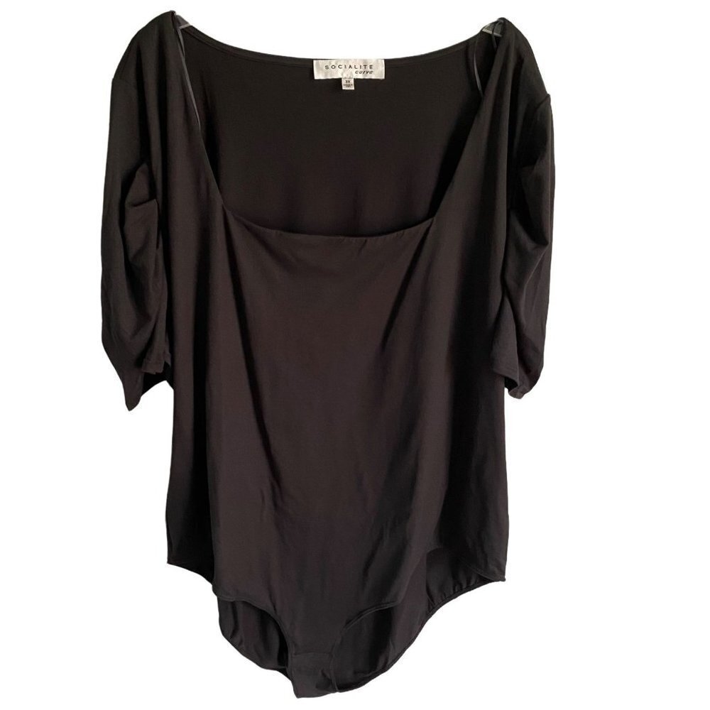Socialite Curve Square Neck Black Bodysuit 3X NEW in Package